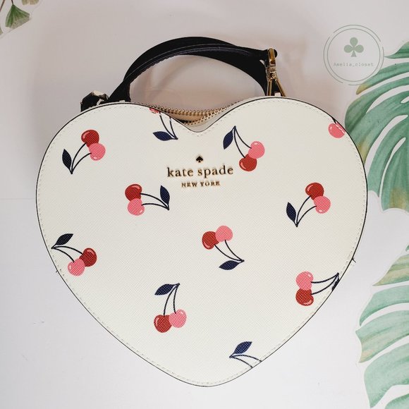 MAKE AN OFFER Kate Spade Love Shack Dancing Cherries  Heart Crossbody Bag - Picture 2 of 7